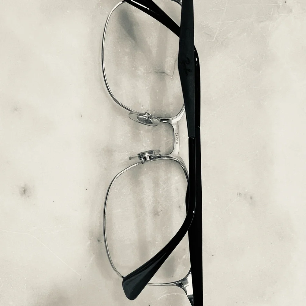 NEW!  Retro RAY BAN Black and Silver Men’s Metal EyeGlass  Frame With Case. NWOT